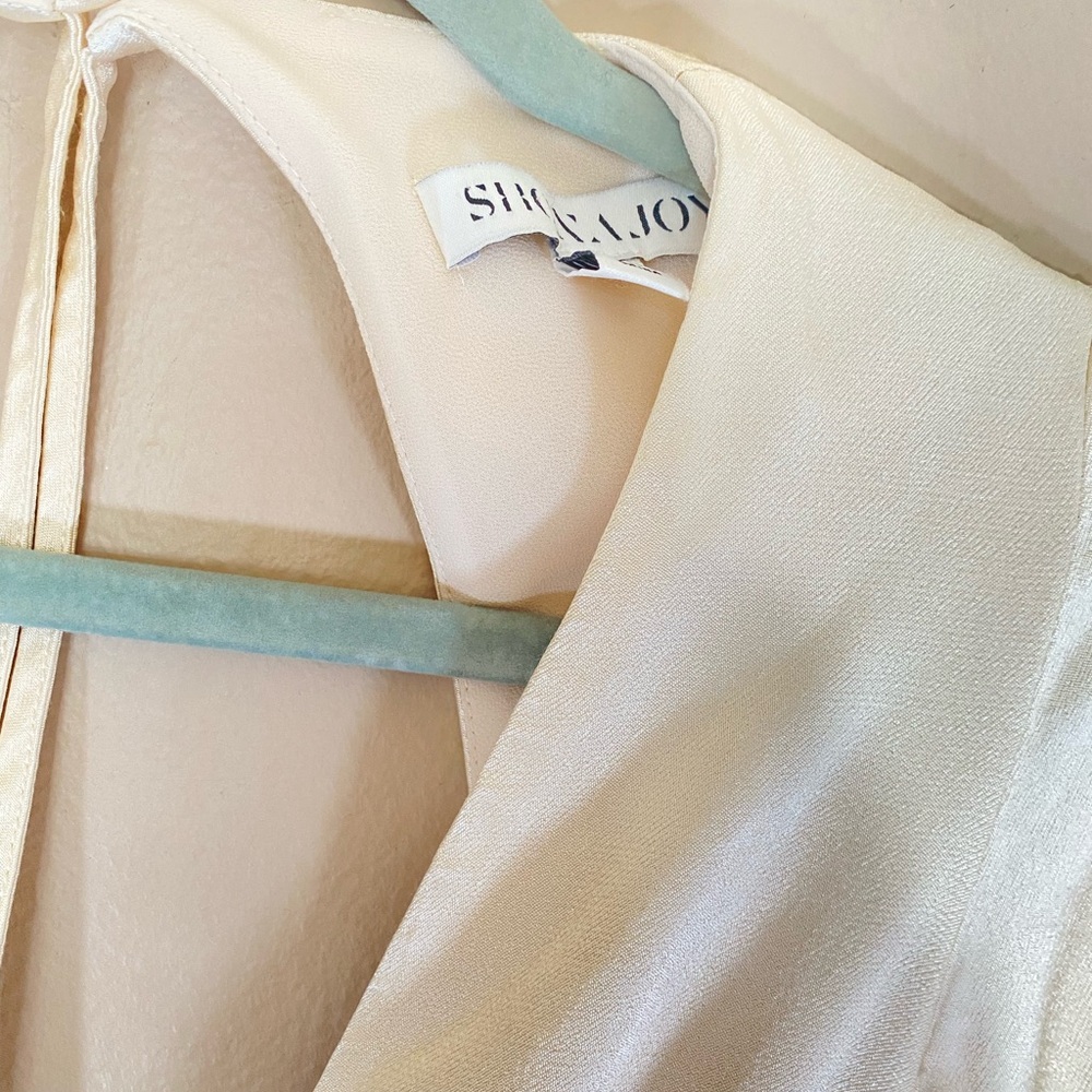 NWT Shona Joy La Lune Plunging V-neck, Backless Maxi Dress in Cream - Picture 9 of 11